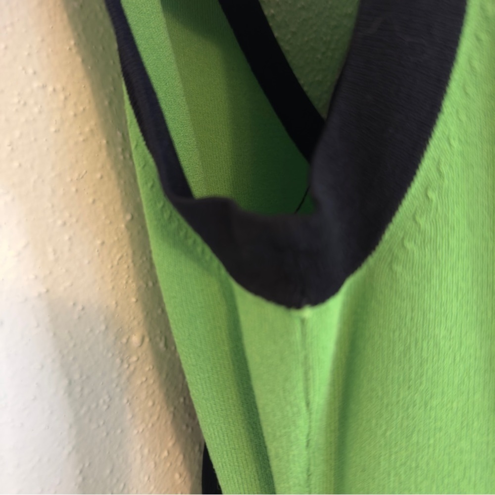 Spenser Jeremy Green Cap Sleeve Tank Blouse With Black Trim and Tie Sz L - Picture 10 of 16